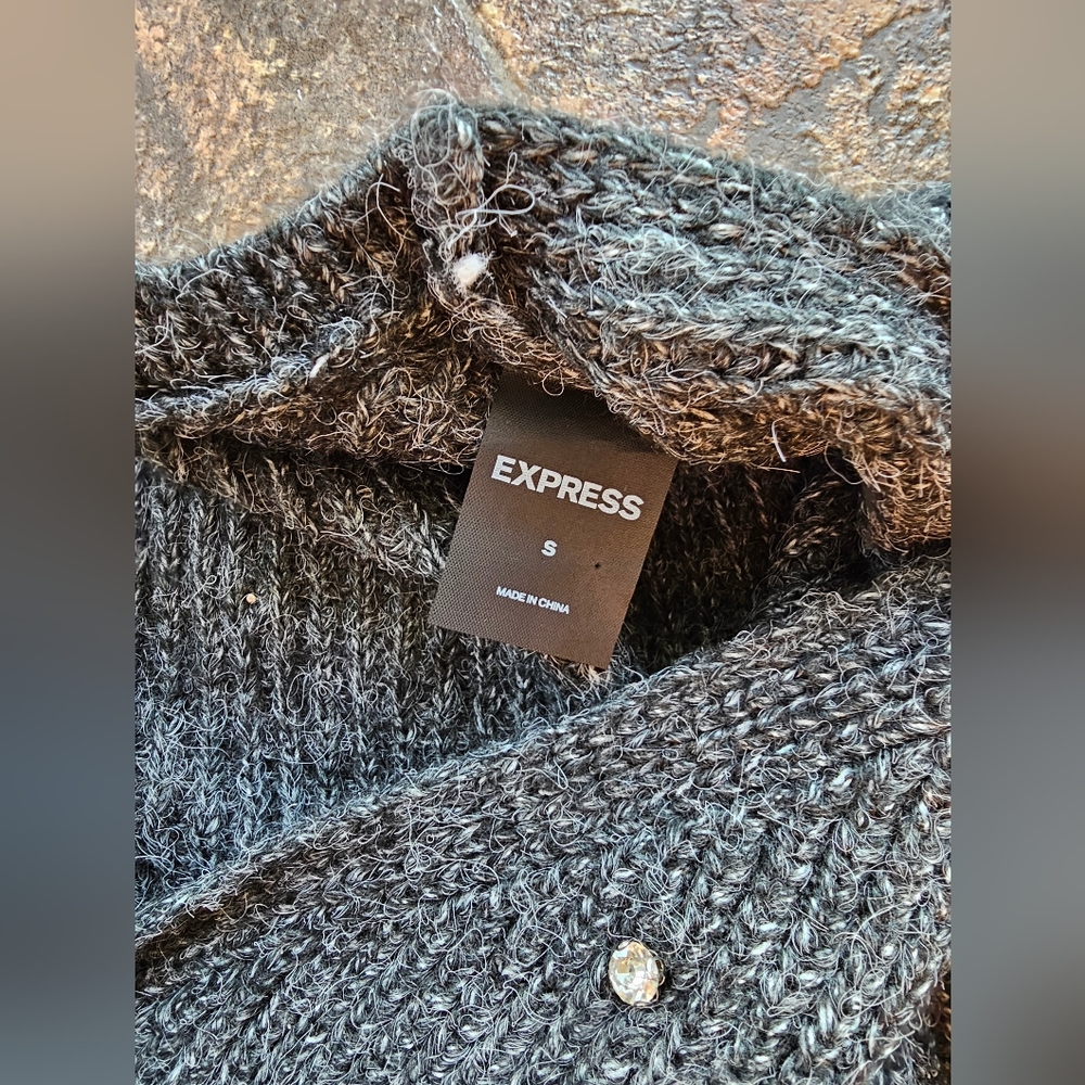 Express Embellished Rhinestone Twist Reversible Sweater - Picture 7 of 8